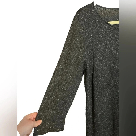J Jill Metallic Silk MIDI Sweater Dress Holiday Contemporary Gray - Picture 2 of 10